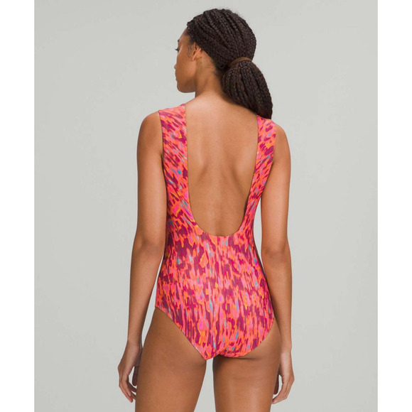 Lululemon Waterside High Neck One Piece Swimsuit Harmonize Pink Womens Medium - Picture 2 of 11